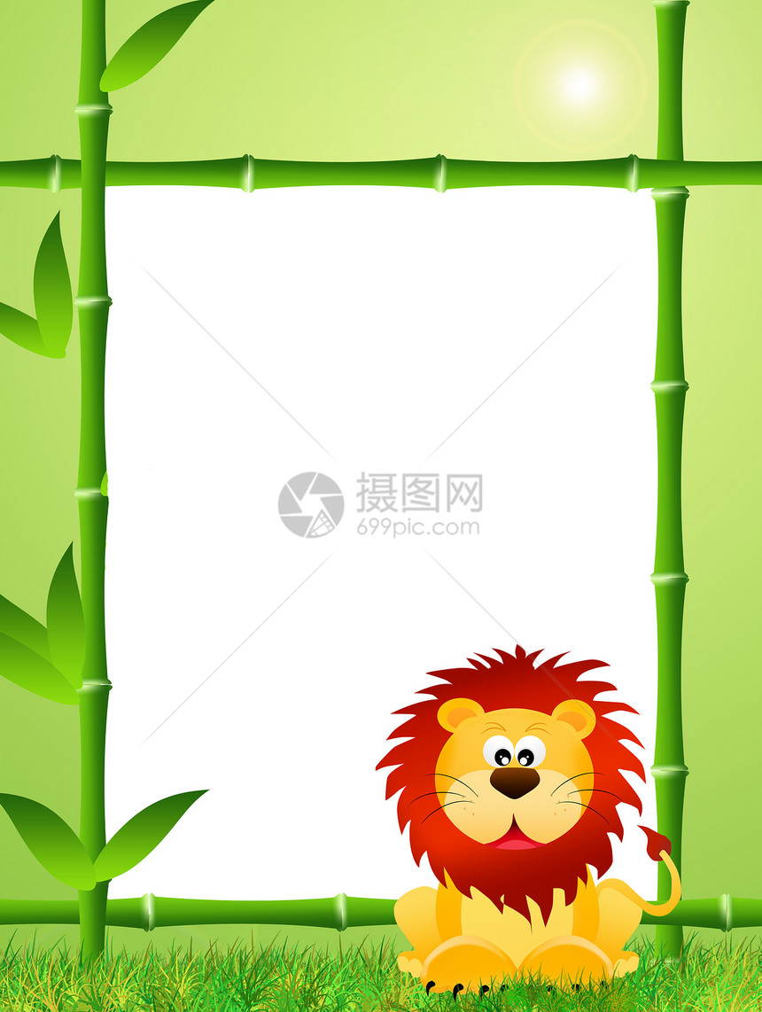 狮子漫画老虎河马棕榈招牌哺乳动物斑马风景入口绿色卡通片图片