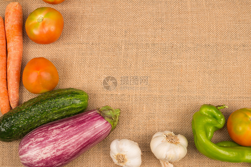 新鲜蔬菜高视角菜单水平胡椒茄子黄瓜营养食物模板静物图片