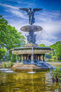 贝塞斯达喷泉蓝色的公共艺术高清图片