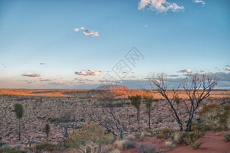艾尔斯澳洲外景的美丽风景之景天空地形植被领土岩石盎司公园沙漠红色太阳背景