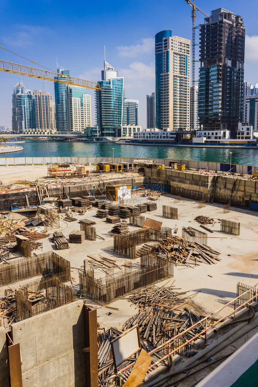 在迪拜阿联酋建造摩天大楼支撑旅行商业大厦景观建筑学反射奢华观光建筑物图片