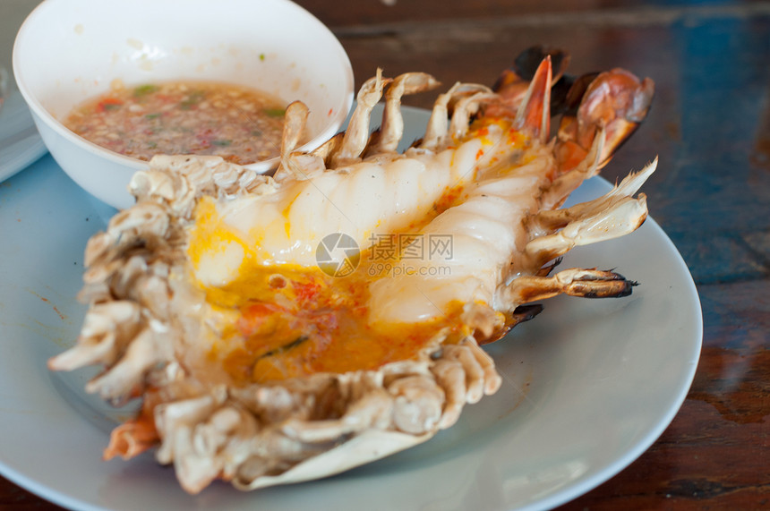 大型河虾烤食谱午餐食品炙烤食物早餐盘子图片