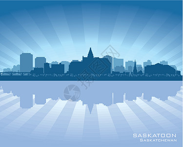 加拿大萨斯卡通天际背景图片