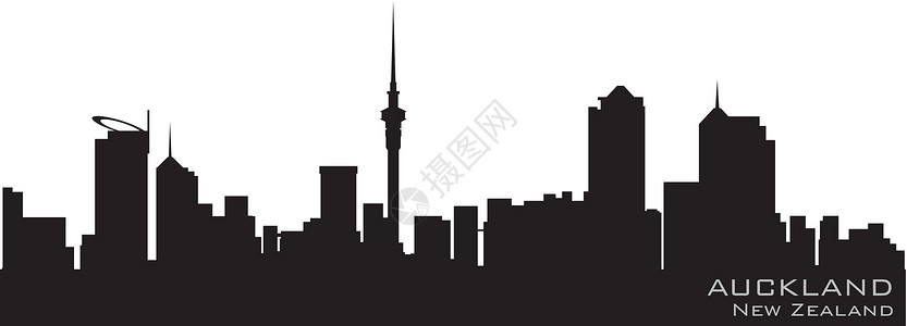 新西兰奥克兰 新西兰天空线 详细矢量光影插画