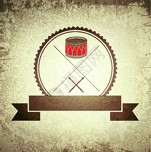 鼓形符号插图徽章标签乐队鸡腿乐器背景图片