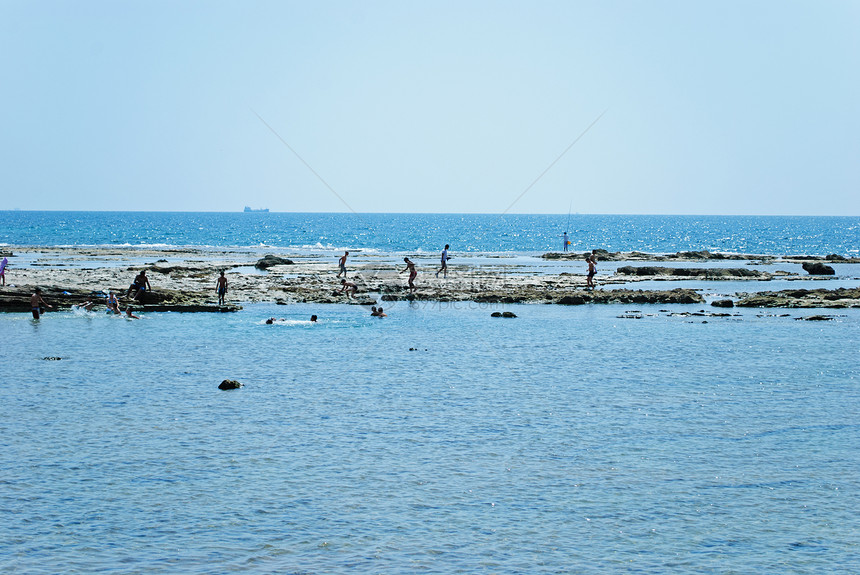 以色列阿克科海阿克里蓝色岩石石头图片