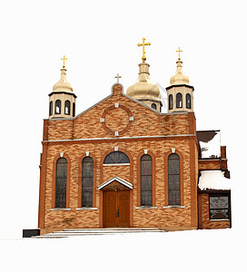 下雪时的教堂信仰宗教建筑背景图片