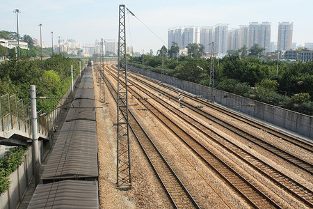 广州铁路平台火车旅行运输天空车站旅游建筑物轨道背景图片