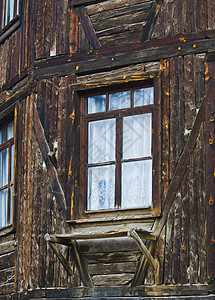 乌克兰语工作棚窗户木头房子窝棚村庄乡村农场背景