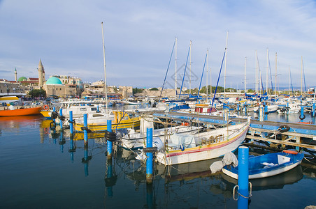 科约阿坎Acre 端口圣经城市历史性海洋港口运输血管游艇圣地旅游背景