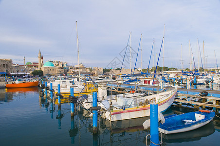 Acre 端口血管码头港口海岸圣地城市游艇航行英亩海景背景图片