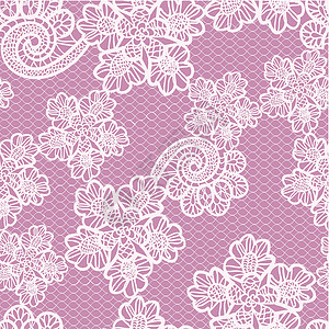 蕾丝玫瑰无缝带宽图案曲线艺术蕾丝紫色边界纺织品树叶织物玫瑰花朵插画