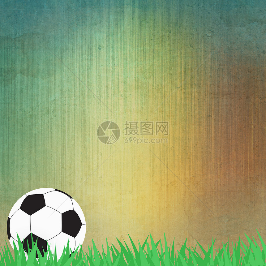 草地和纸面背景足球足球玩具竞赛圆形爱好绿色运动游戏皮革场地白色图片