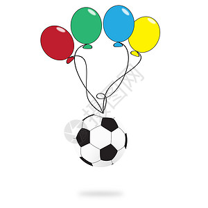 足球气球素材白底带气球的足球背景