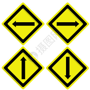 黄色曲线框架白色背景的流量按钮路标危险小路招牌曲线黄色风险注意力警告背景