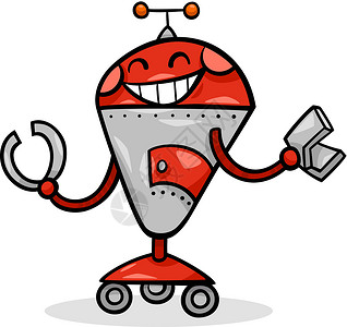 卡通机器人或机器人插图绘画卡通片漫画小说人工智能科幻机械电子金属吉祥物背景图片