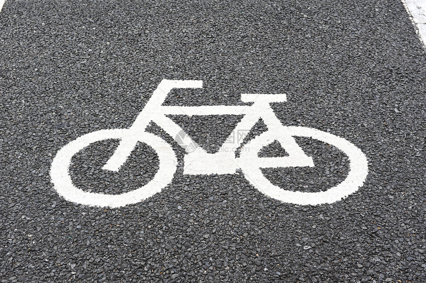 自行车车道标志警告道路对象陆地通道街道白色方式运输图片