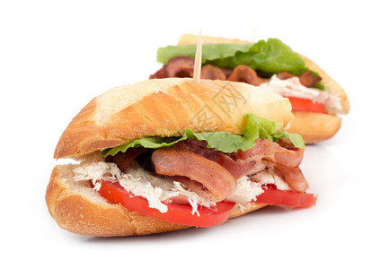 鸡肉培根次级三明治面包潜艇熏肉背景图片
