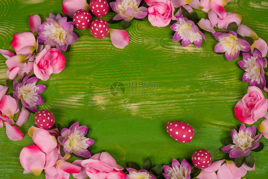 复活节背景背景绿色花朵桌子水平图片