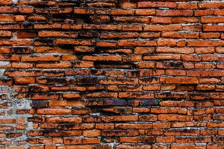 古旧砖墙建造裂缝红色水泥红砖建筑建筑学废墟背景图片