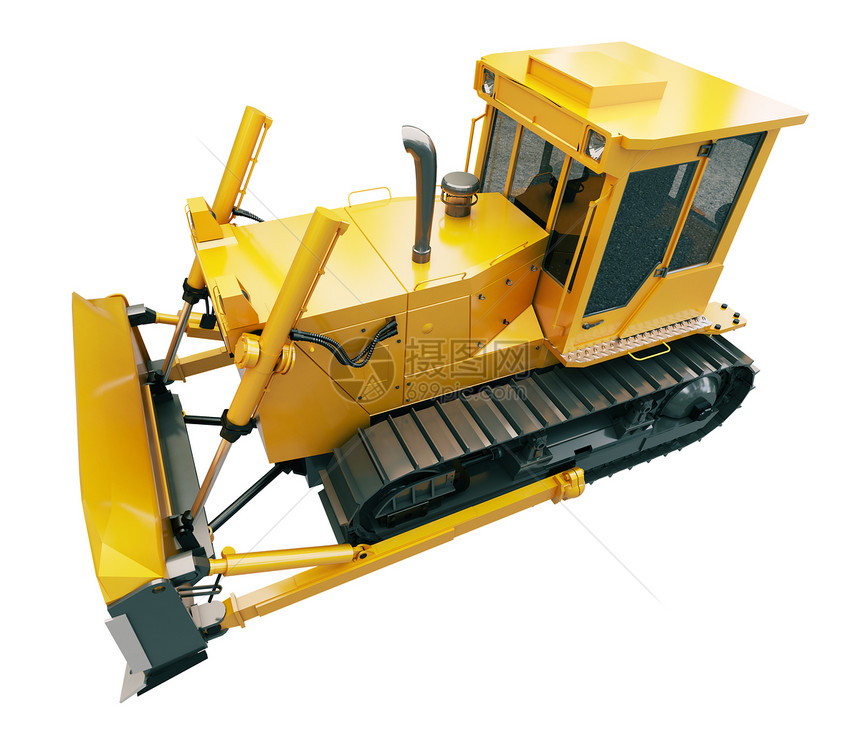 隔离的重型履式推土机矿业设备土地卡车机器拖拉机作业建造橙子车辆图片
