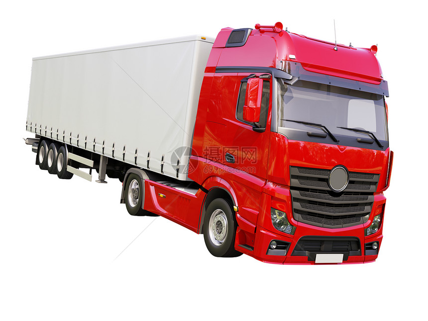 孤立的半拖车卡车商业动力货车货运载体重负输送牵引运输托运图片