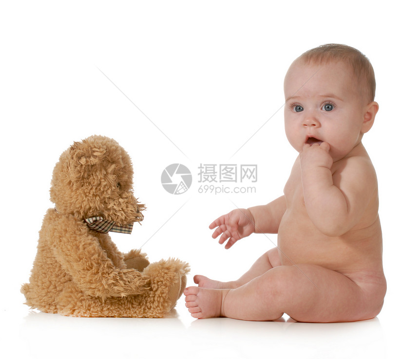 婴儿和泰迪熊图片
