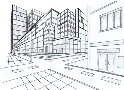 从两点的视角 画出门外建筑的平面图建造打印棕榈建筑学乐器铅笔项目财产工具蓝图背景