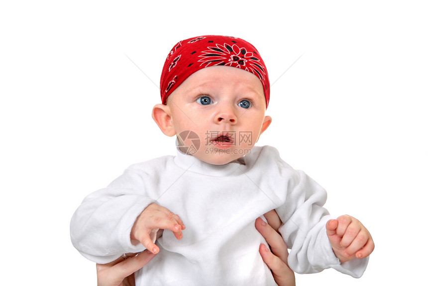 头巾中的婴儿男孩惊愕妈妈母亲男生欢乐童年儿子宝贝惊喜男性图片