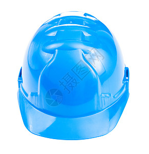 安全帽白色隔离的蓝盔背景