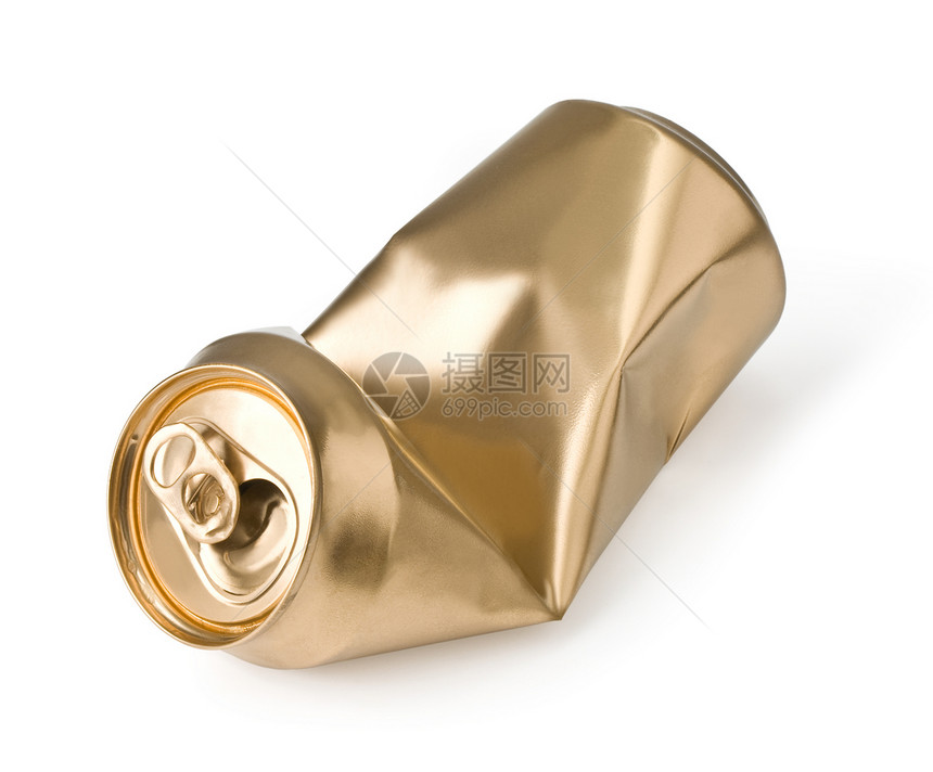 折叠空罐白色金属饮料冻结啤酒宏观包装空白戒指金子图片