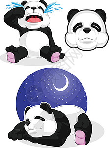 动物的眼泪Panda Set 2 - 睡觉 哭泣 熊猫头部插画