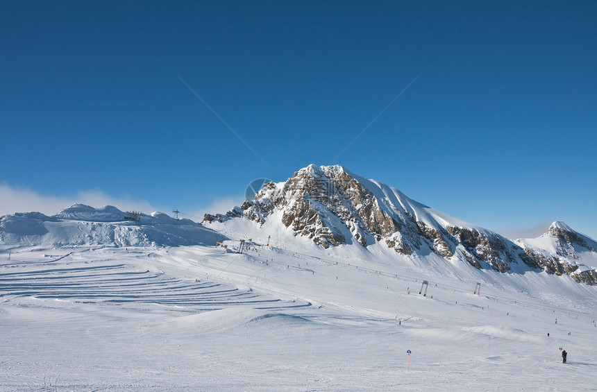 奥地利冰川的Kaprun滑雪度假胜地娱乐天空旅行号角运动太阳风险旅游路线山脉图片