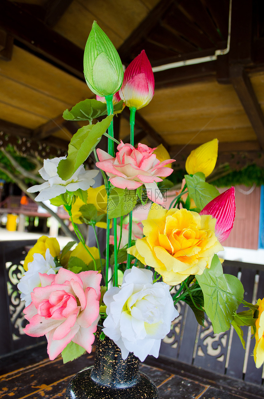 人工玫瑰和莲花风格植物群装饰艺术纺织品花瓣植物织物装饰品绘画花朵图片