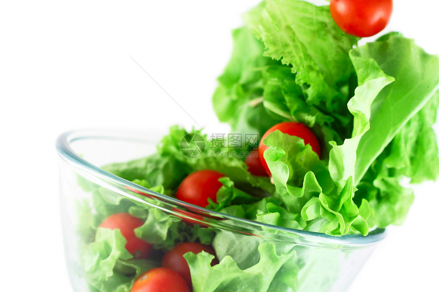 轻型生菜和番茄飞沙拉概念沙拉生物保健午餐食物营养亮度饮食飞行烹饪图片