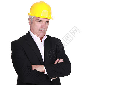 工人摆造型认真的造型建筑师衣服领班班级经理承包商工人反光相机头发悲伤背景