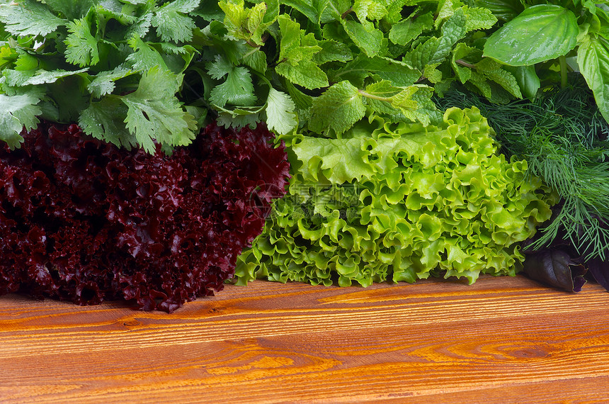绿色框架蔬菜香菜生菜食物叶子草本植物背景薄荷水平健康饮食图片