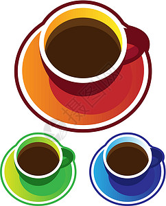 色彩多彩矢量 咖啡杯顶视图背景图片