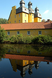 霍特斯图肯布洛克城堡旅游心电图观光动态池塘反射高清图片
