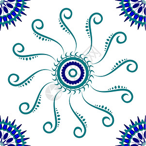 洋蔷薇循环蓝色模式设计图片