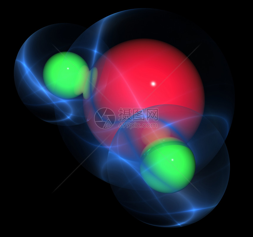 水分子粒子结构组织光线黑色材料分子科学红色反光图片
