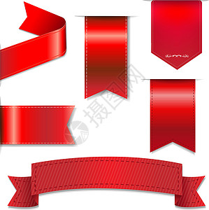 红网丝带集滚动销售空白红色横幅丝带乐队旗帜书签收藏背景图片