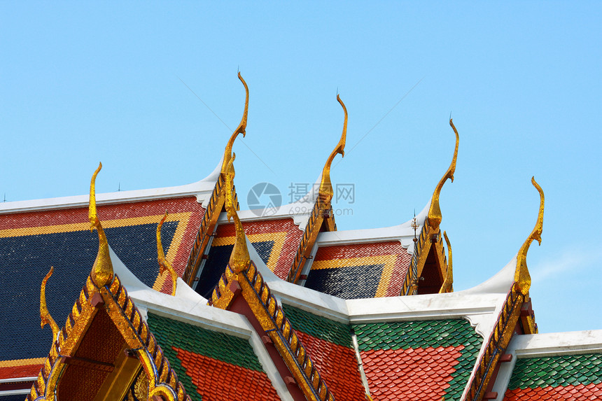 寺庙屋顶建造宗教建筑扫管山墙蓝色天空教会历史佛教徒图片