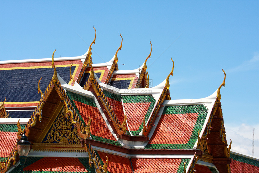 寺庙屋顶艺术建造文化蓝色三角形建筑学山墙佛教徒建筑扫管图片