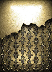 金属装饰品金金背景反射边界黄色金属风格抛光装饰品奢华框架艺术插画