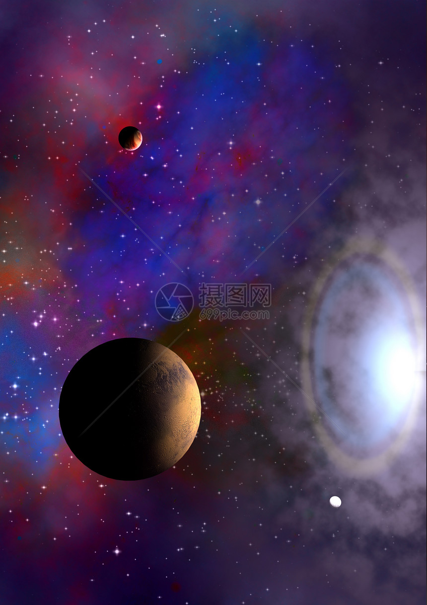 遥远的行星在空间里渲染活力气体星座灰尘场地敬畏星系插图图片