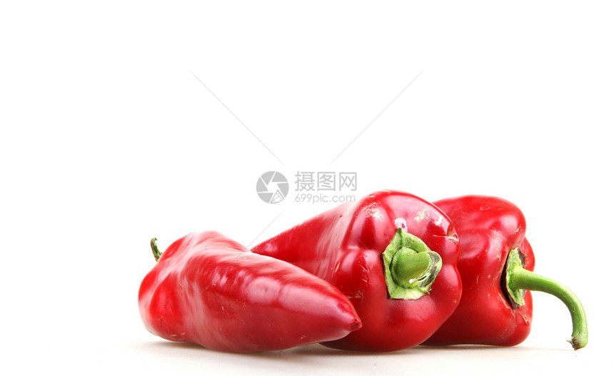 白上孤立的红胡椒绿色蔬菜健康红色白色团体美食食物辣椒图片