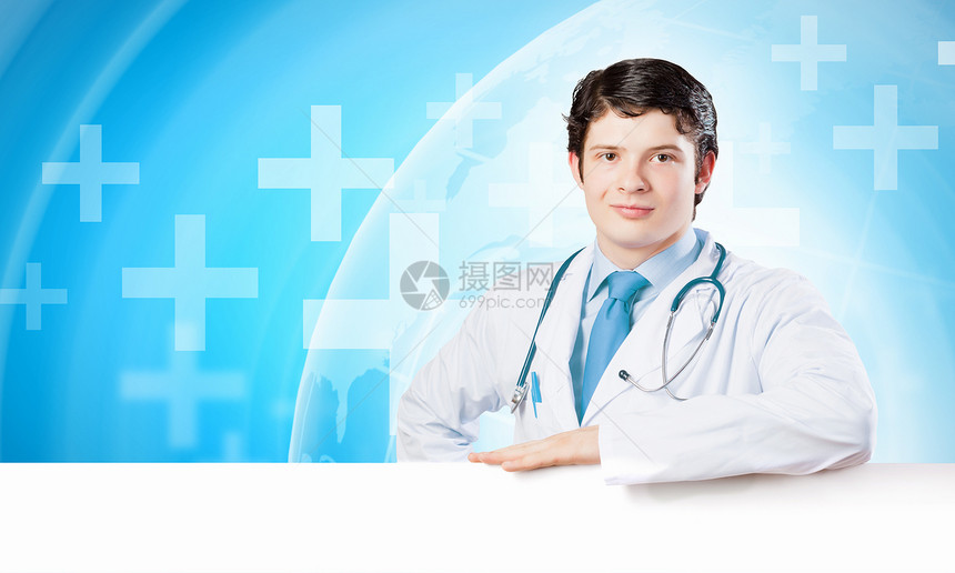 带空白横幅的医生广告病人职业木板临床成人诊所男性学生药品图片