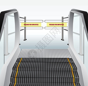 自动扶梯前面电车和止血带插画