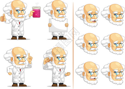 3-D眼镜科学家或自定制马斯科特3号教授插画